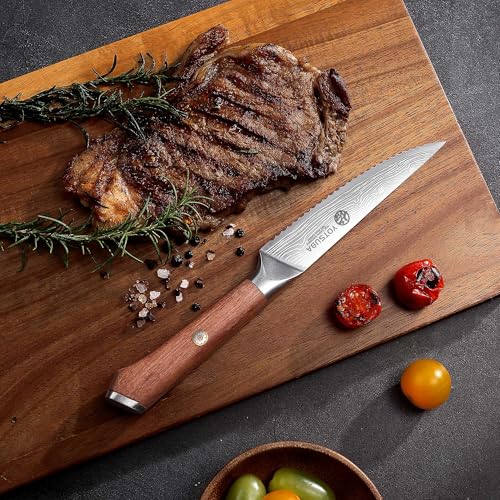 Steak Knives Set of 6 with Full Tang Rosewood Handle (6 Count)