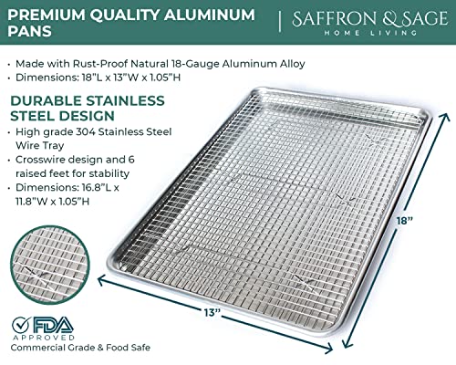 Commercial Quality 2 Pack Cookie Sheet and 2 Pack Rack (4 Count)
