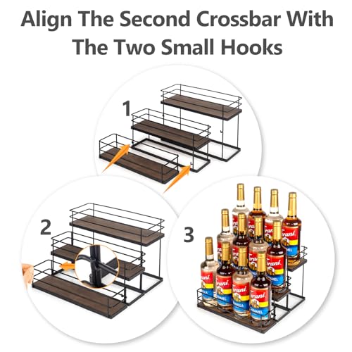 12 Bottle Capacity Coffee Syrup Organizer 3 Tier Coffee Syrup Stand Shelf for Coffee Bar Kitchen Small Wine Rack for Bar Family Storage for Syrup Wine Dressing (13.6 inch(es))