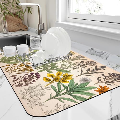 Dish Drying Mat for Kitchen Counter Absorbent Dish Coffee Mat 16"X24"