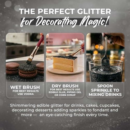 Bulk 20g Black Edible Glitter for Drinks
