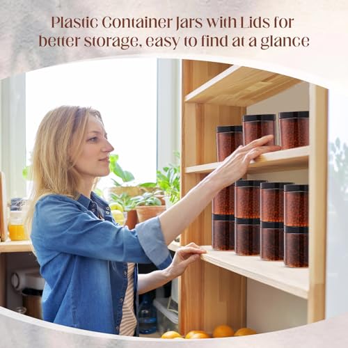 4 Pcs Plastic Jars Wide Mouth with Lids (4 Count)