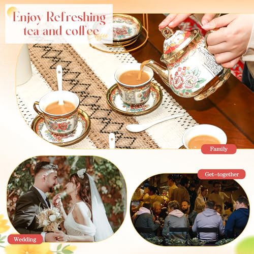 20 Pcs Adult Tea Party Set Porcelain with Metal Holder