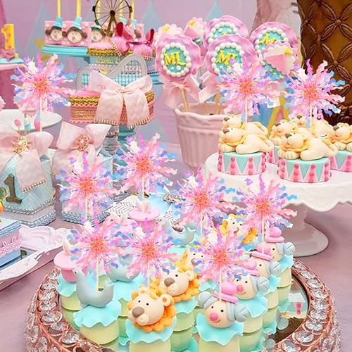 30 PCS Foil Firework Cupcake Toppers Sparkle Tinsel Cupcake Picks Happy Birthday Cake Toppers Drink Stirrers Cocktail Food Fruit Toothpicks for Baby Shower Wedding Party Decorations Supplies Orange (30 Count)