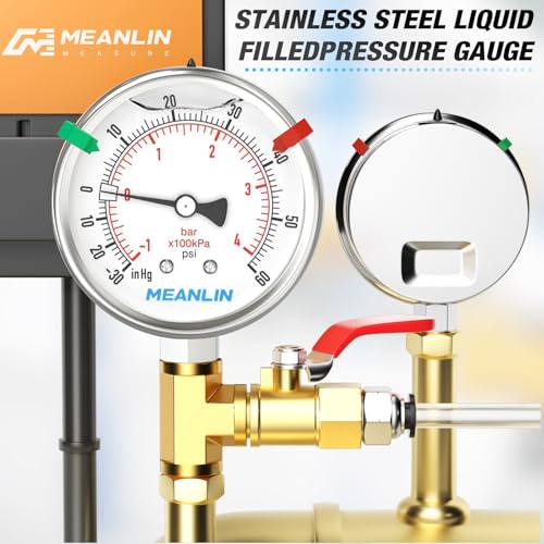 30inHG~60Psi Vacuum Pressure Gauge 316 Stainless Steel Joint 1