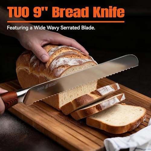 Bread Knife 9 inch Sharp Serrated Slicing Knife for Homemade Sourdough Bread