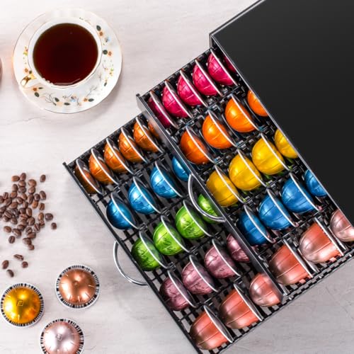 for Vertuo Pod Holder Coffee Pod Storage for Nespresso Pod Organizer Large Capacity Fits All Size Vertuo Pods 2 Tier Drawer