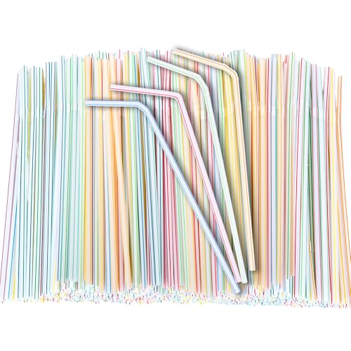8.3" Flexible Bendy Disposable Drinking Straws (300 Count)