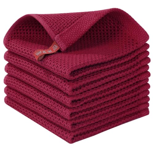 100% Cotton Waffle Weave Kitchen Dish Cloths 6 (6 Count)
