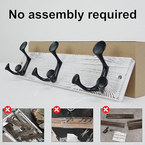 17 Inch Wood Coat Rack Wall Mount with 3 Triple Hooks (2 Count)
