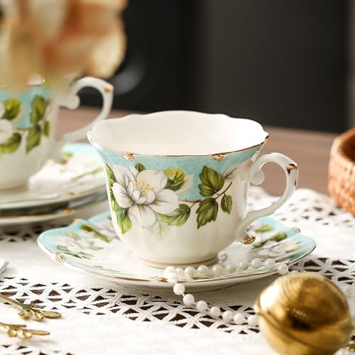 Country Roses Bone China Tea Cup and Saucer Set (3 Count)