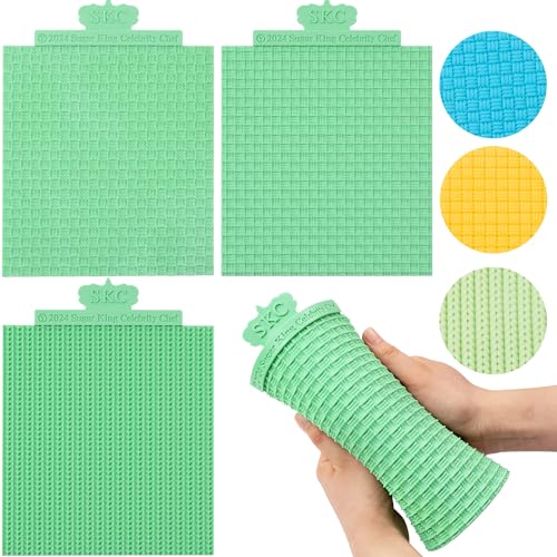 Sweater Texture Fondant Impression Mats Knit Fondant Embosser Texture Mats for Clay Cake Decorating Fondant Molds Set of 3