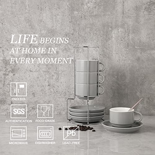 Sweejar Porcelain Espresso Cups with Saucers (4 Count)