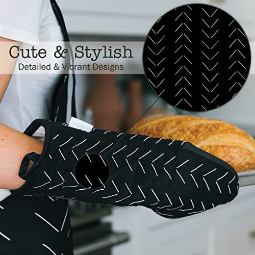 Heat Resistant Designer Kitchen Oven Mitts with Neoprene Non (2 Count)