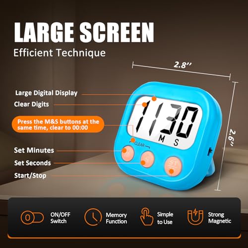 Digital Kitchen Timers for Cooking (6 Count)