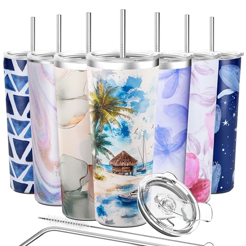 Vacuum Insulated Stainless Steel Tumbler Travel Mug 26 oz Coffee Cup with 2 Lids and Straws