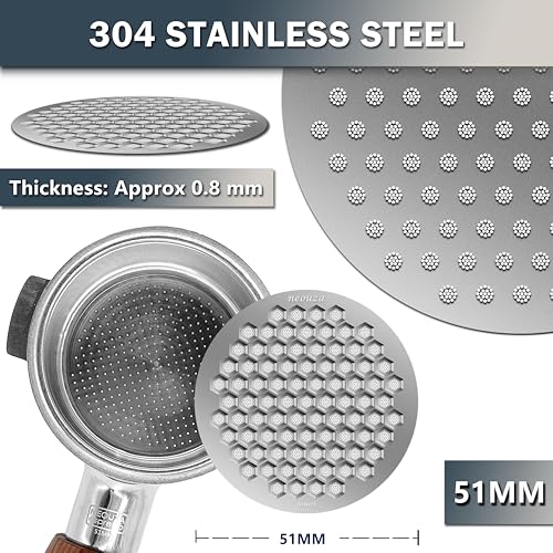 V4 Espresso Puck Screen 0.8mm Thickness Honeycomb Mesh Double Layer Black Protective Coating for Coffee Portafilter Basket