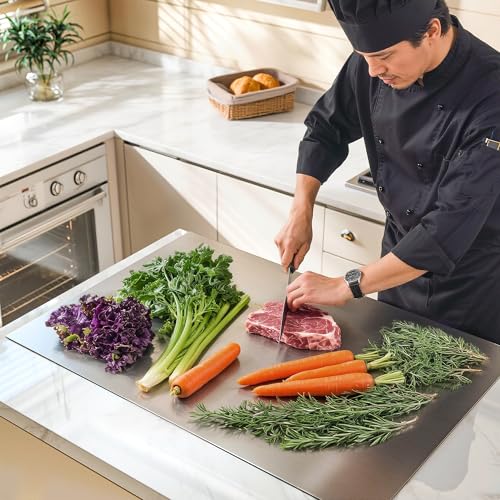 35.4"x22.8" Stainless Cutting Board with Lip