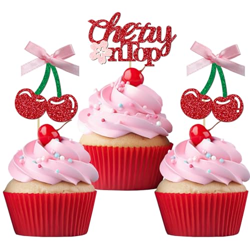 24 Pack She's the Cherry On Top Cupcake Toppers (24 Count)