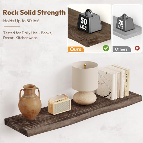 Wood Floating Shelves Live Edge 32” Set of 2 (2 Count)