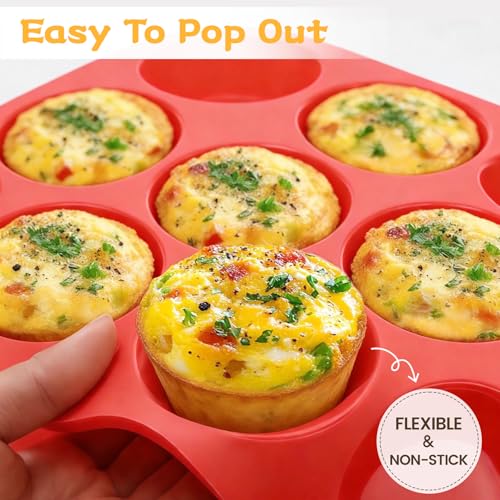 12 Cups Silicone Muffin Pans for Baking Cupcake Pan Nonstick Silicone Molds