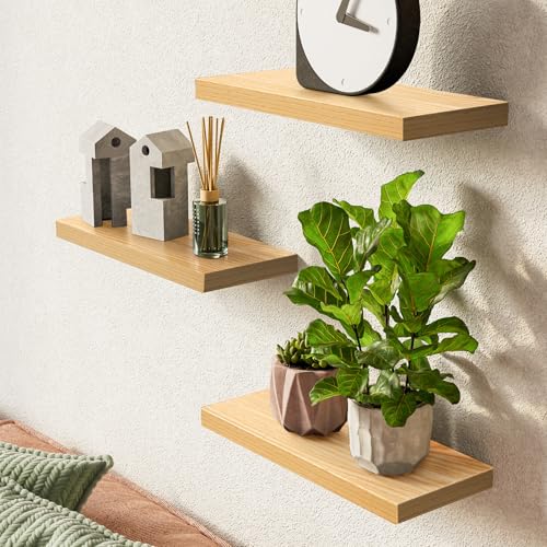 Light Oak Toned Floating Shelves 15.7in