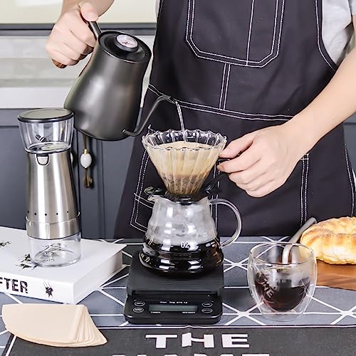 Electric Coffee Maker Set with Electric Grinder Glass Dripper Server Steel Kettle Filter Paper Travel Bag for Outdoor Travel BBQ Picnic