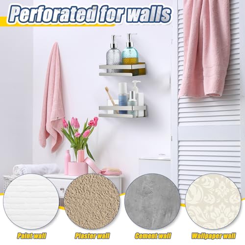 2 Pieces Stainless Steel Shelf Bathroom Shower Floating Shelves Wall Mounted Shower Caddy Basket Shelf Storage Organizer Shelves for Bathroom (2 Count)