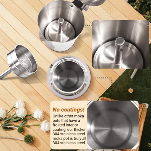No Coating 4 Cup Thickened 304 Stainless Steel Moka Pot
