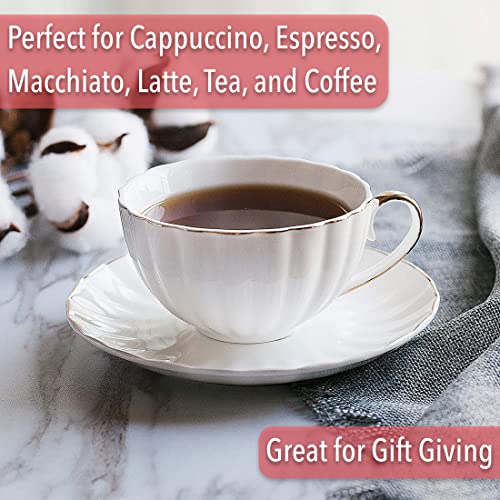 BTaT Cappuccino Cups with Saucers 7 oz (6 Count)