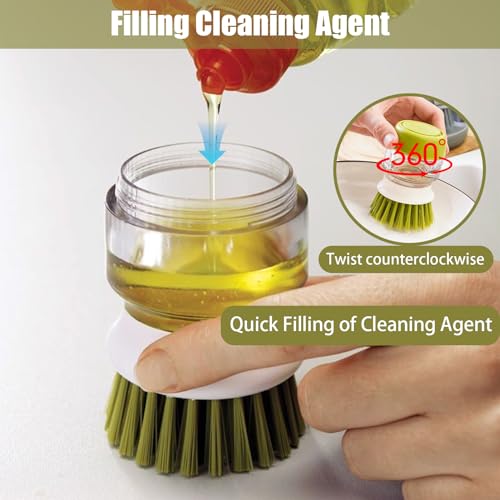 Soap Dispenser Dish Brush Palm Brush Scrub Brush Equipped with Storage Bracket and Drainage Base