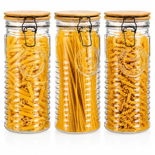 Tall Glass Pasta Storage Containers with Airtight Clasp Lids