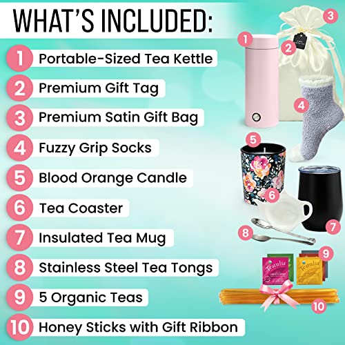 Tea Gift Basket for Women with Portable Kettle and Grippie Socks