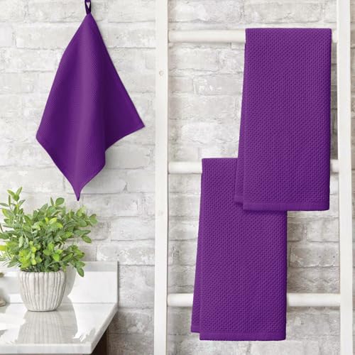100% Cotton Purple Waffle Weave Kitchen Dish Cloths (4 Count)