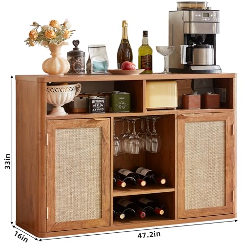 Rattan Wine Bar Cabinet with 2 Doors