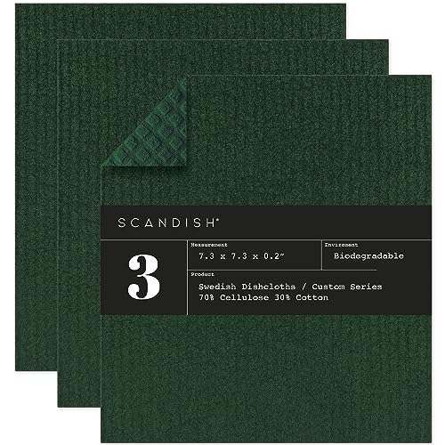 Forest Green Swedish Dishcloths for Kitchen (3 Count)