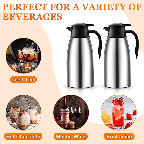 2 Pcs Thermal Coffee Carafe Insulated Stainless Steel Coffee Carafe for Hot Liquid Vacuum Thermal Pot Creamer Pitcher Dispenser with Brushes Keeping Hot Water Milk (2 Count)