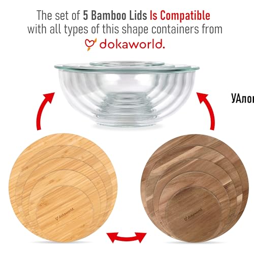 Glass Mixing Bowls Bamboo Lids (5 Count)
