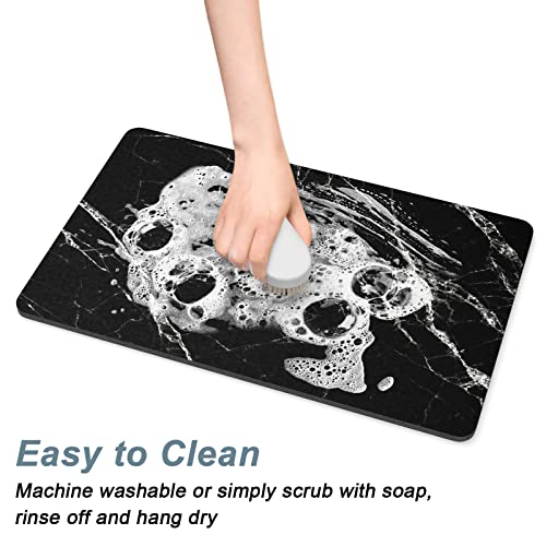 Coffee Mat 12" x 19" Cute Marble Style Coffee Bar Mats for Espresso Machine Station Accessories and Organizer
