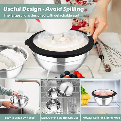 Mixing Bowls 3PCS Stainless Steel Serving Salad Bowls (3 Count)