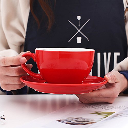 Ceramic Latte Art Cup and Saucer for Latte & Cappuccino & Double Espresso