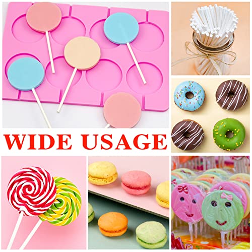 Silicone Lollipop Molds Candy Molds Silicone Sucker Molds Hard Candy Mold & 2x8 Rounds Nonstick Lollipop Mold With 20 Sticks for Candies