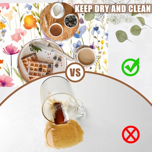 Watercolor Floral Meadow Coffee Mat Absorbent Dish Drying Mat for Kitchen Counter Hide Stain Rubber Backed Coffee Bar Accessories Fit Under Espresso Machine Dish Drainer