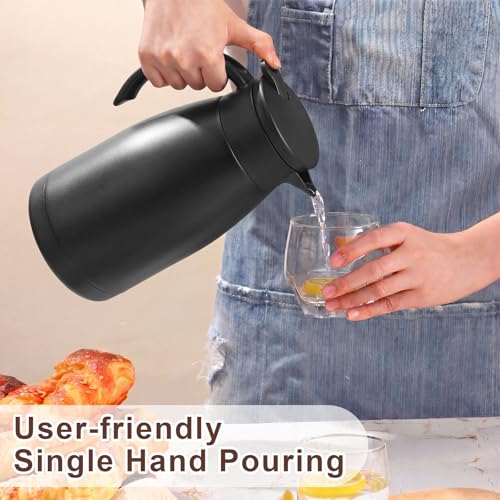 2 Pcs Thermal Coffee Carafe Insulated Stainless Steel Coffee Carafe for Hot Liquid Vacuum Thermal Pot Creamer Pitcher Dispenser with Brushes Keeping Hot Water Milk (2 Count)