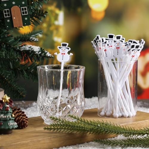 30 Pcs Christmas Drink Stirrers Winter Snowman Stir Sticks (30 Count)