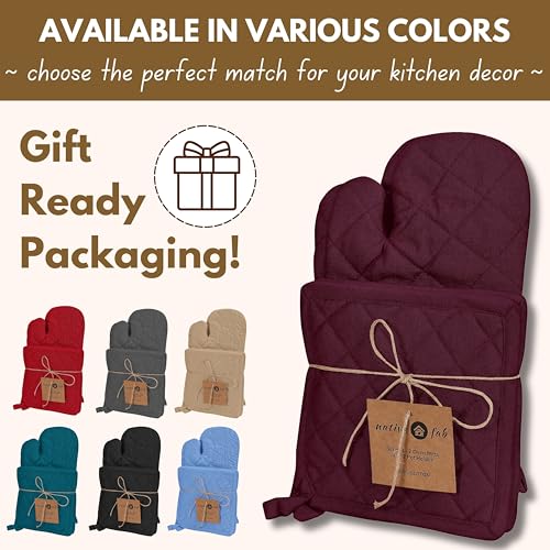 4 Piece Set 2 Oven Mitts & 2 Potholders (4 Count)