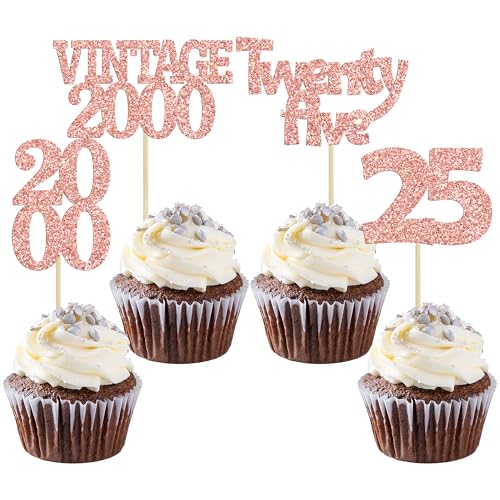 24Pcs 25th Birthday Cupcake Toppers Glitter Twenty (24 Count)