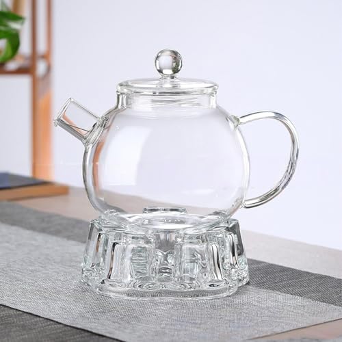 Glass Teapot with Infuser Clear Glass Tea Kettle with 4 Teacups and teapot warmer