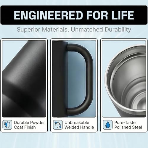 Beast 42 oz Tumbler with Handle Stainless Steel Vacuum Insulated Coffee Ice Cup Double Wall Travel Flask