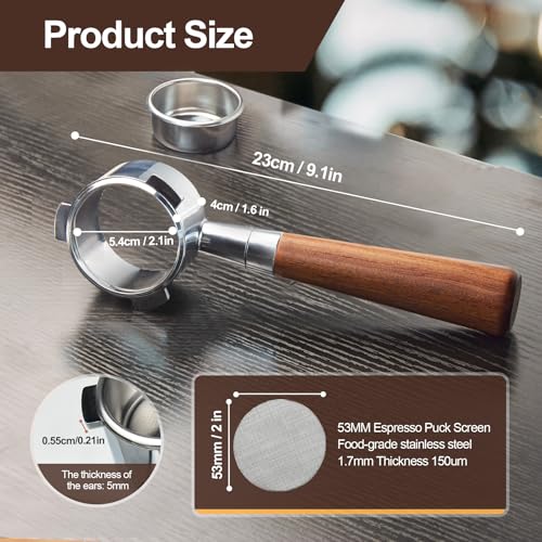 54 mm Bottomless Portafilter Compatible with Breville Barista BES870XL